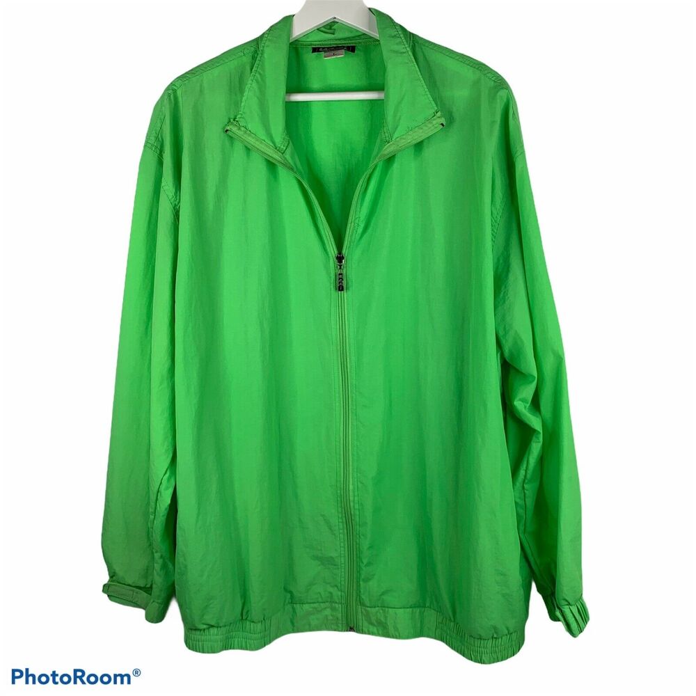 Uzzi Men's L Amphibious Track Jacket Y2K 90 Gear Neon Green Full Zip Long Sleeve